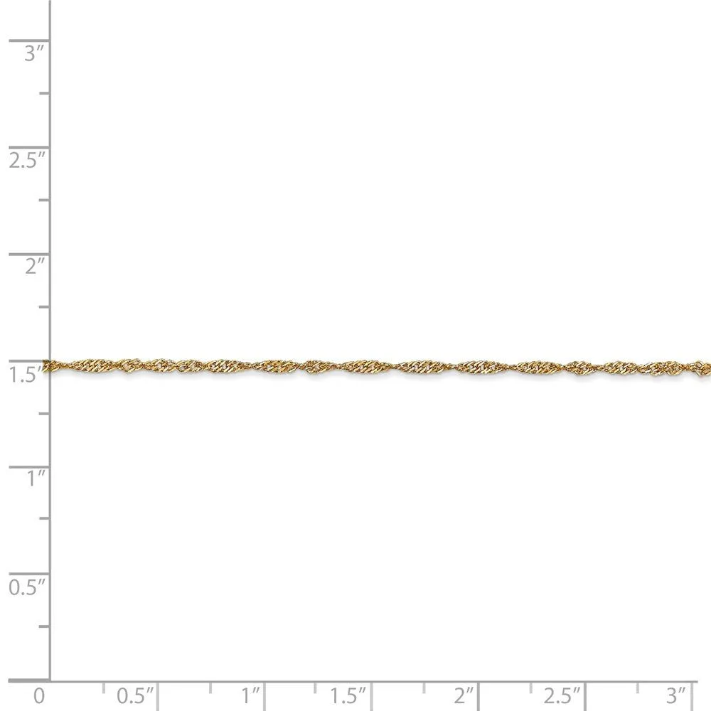 1.4mm, 14k Yellow Gold, Singapore Chain Anklet