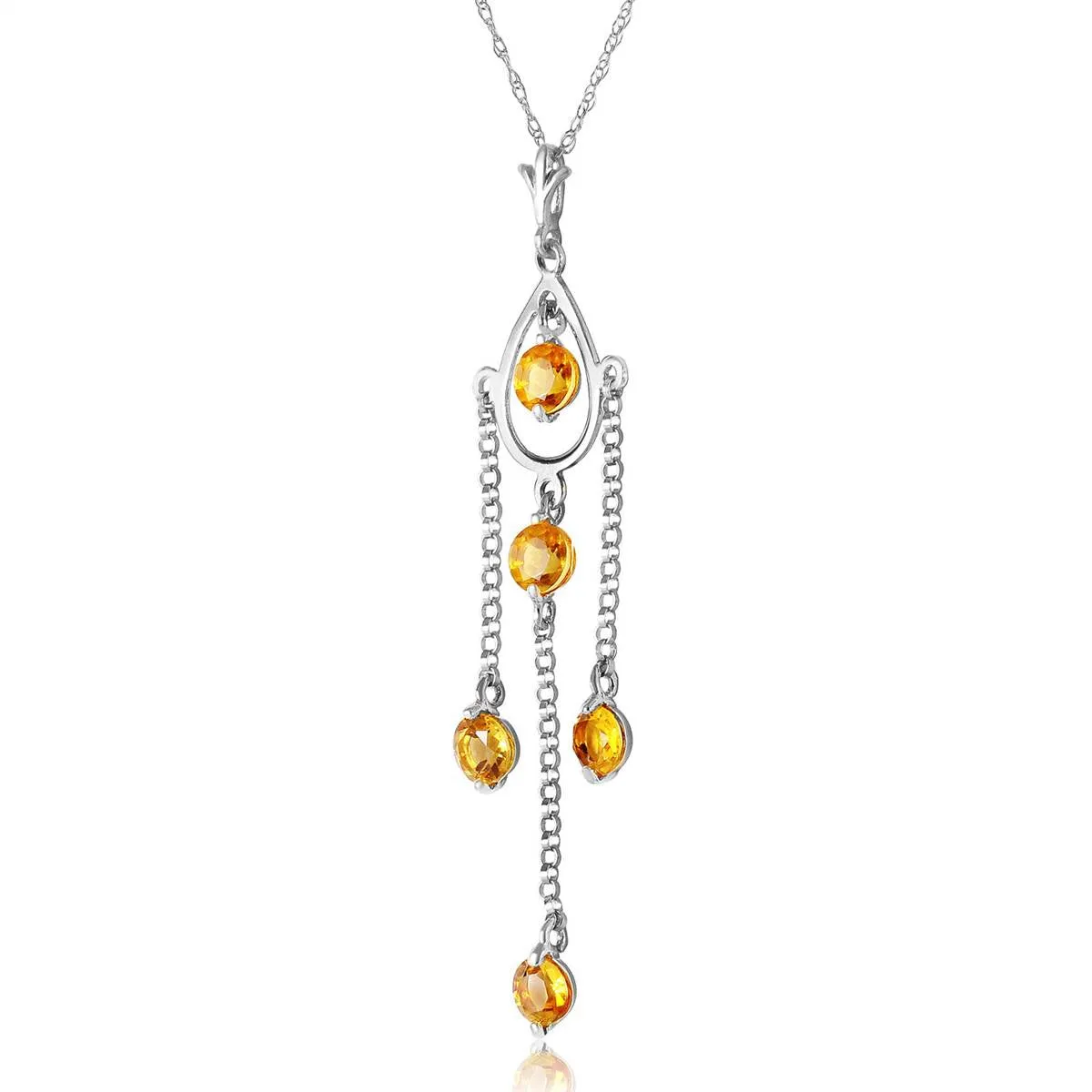 1.5 Carat 14K Solid White Gold Deeds Citrine Necklace