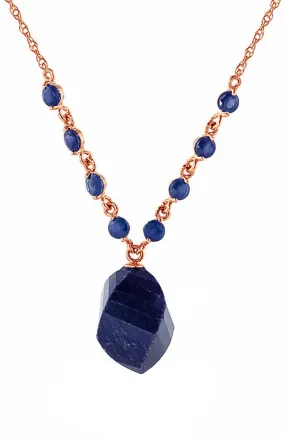 16.25 Carat 14K Solid Rose Gold Rave Sapphire Necklace