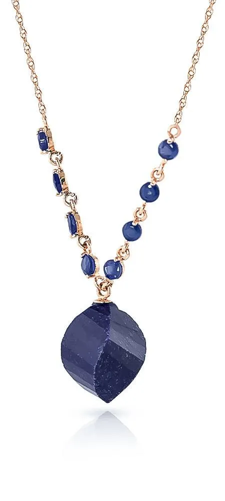 16.25 Carat 14K Solid Rose Gold Rave Sapphire Necklace