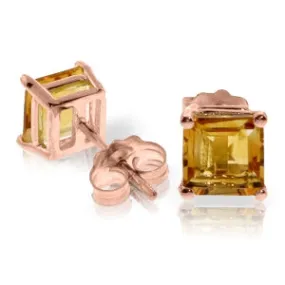 1.75 Carat 14K Solid Rose Gold Sparkle Citrine Stud Earrings