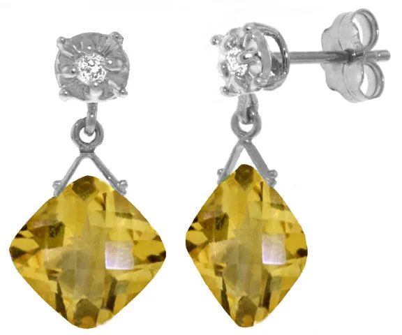 17.56 Carat 14K Solid Yellow Gold Honor Of The Sun Citrine Diamond Earrings