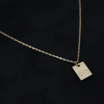 18K Gold-Filled Rectangle Love Pendant Necklace