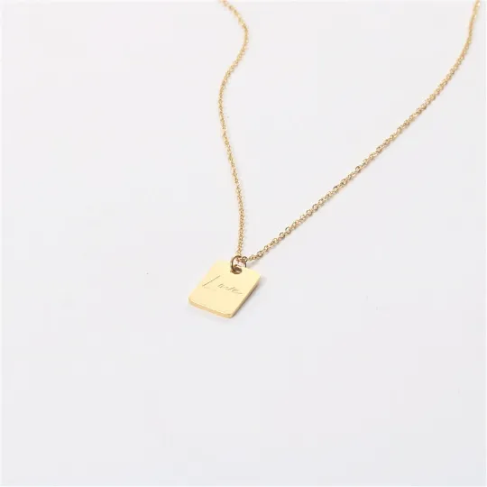 18K Gold-Filled Rectangle Love Pendant Necklace