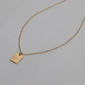 18K Gold-Filled Rectangle Love Pendant Necklace