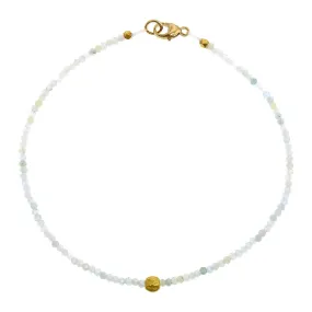 18K Yellow Gold Aquamarine Bead Bracelet