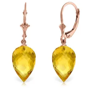 19 Carat 14K Solid Rose Gold Pointy Briolette Drop Citrine Earrings