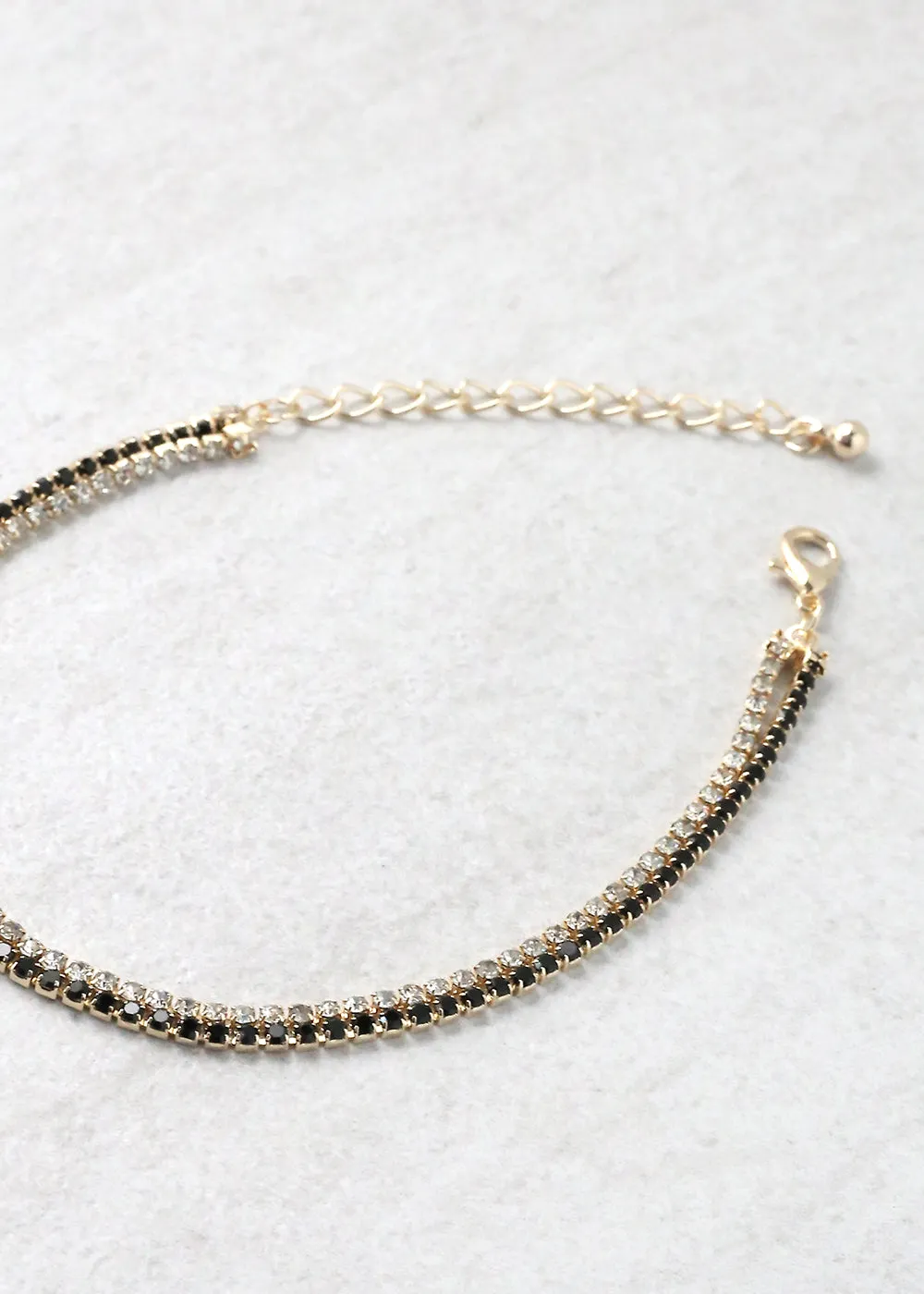 2-Layered Rhinestone Anklet