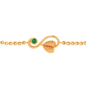 22k Leafy Kalka With Green Stone Gold Bracelet