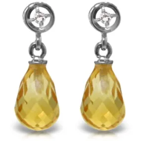 2.73 Carat 14K Solid White Gold Give You Courage Citrine Diamond Earrings