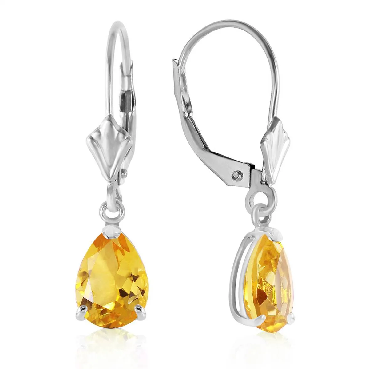 2.85 Carat 14K Solid White Gold Plunge Through Citrine Earrings