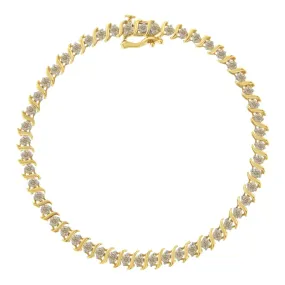 2Micron 10KT Yellow Gold Plated Sterling Silver Diamond S-Link Bracelet (2 cttw, J-K Color, I2-I3 Clarity)