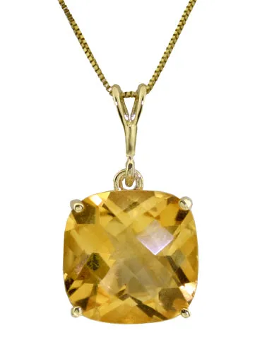 3.6 Carat 14K Solid White Gold Necklace Natural Checkerboard Cut Citrine