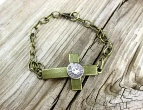 40 Cal Bronze Curved Cross Bracelet