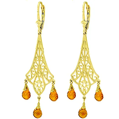 4.2 Carat 14K Solid White Gold Chandelier Earrings Briolette Citrine