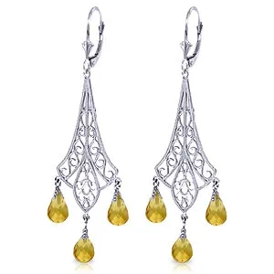 4.2 Carat 14K Solid White Gold Chandelier Earrings Briolette Citrine