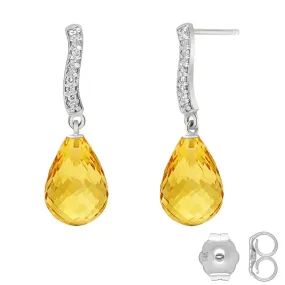 4.78 Carat 14K Solid White Gold Particles Of Light Citrine Diamond Earrings