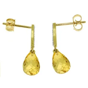 4.78 Carat 14K Solid Yellow Gold Adore Citrine Diamond Earrings