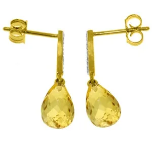 4.78 Carat 14K Solid Yellow Gold Adore Citrine Diamond Earrings