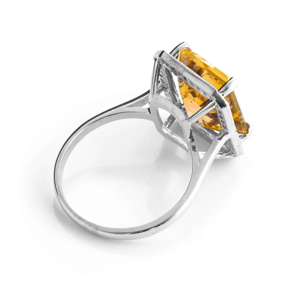 5.8 Carat 14K Solid White Gold Subject Matter Citrine Diamond Ring