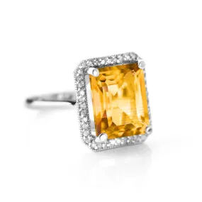 5.8 Carat 14K Solid White Gold Subject Matter Citrine Diamond Ring