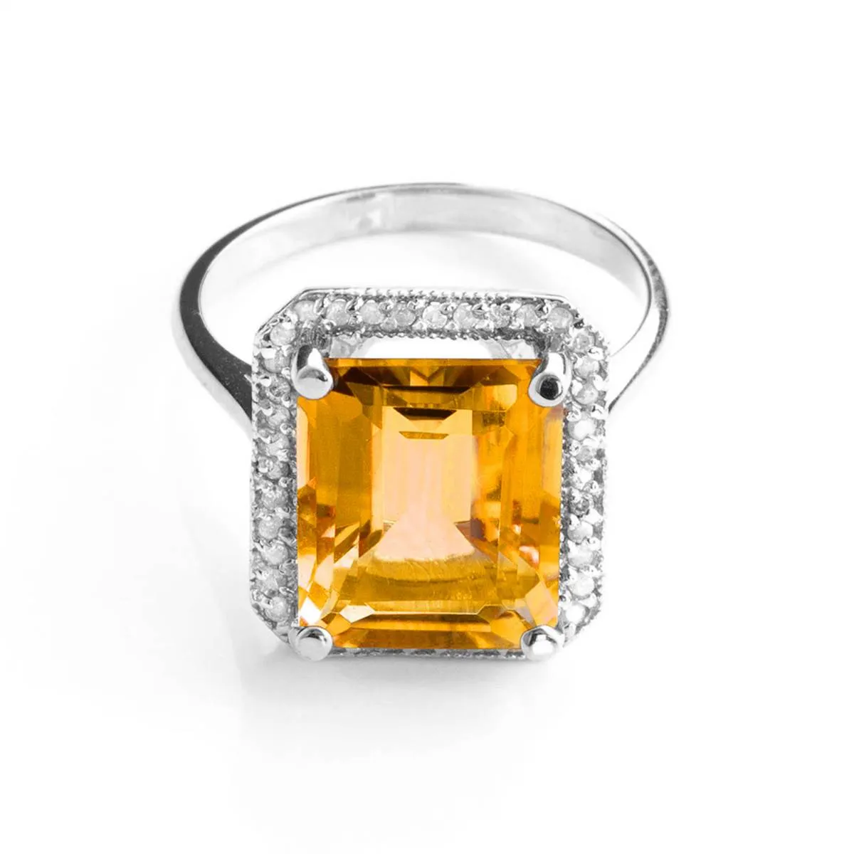 5.8 Carat 14K Solid White Gold Subject Matter Citrine Diamond Ring