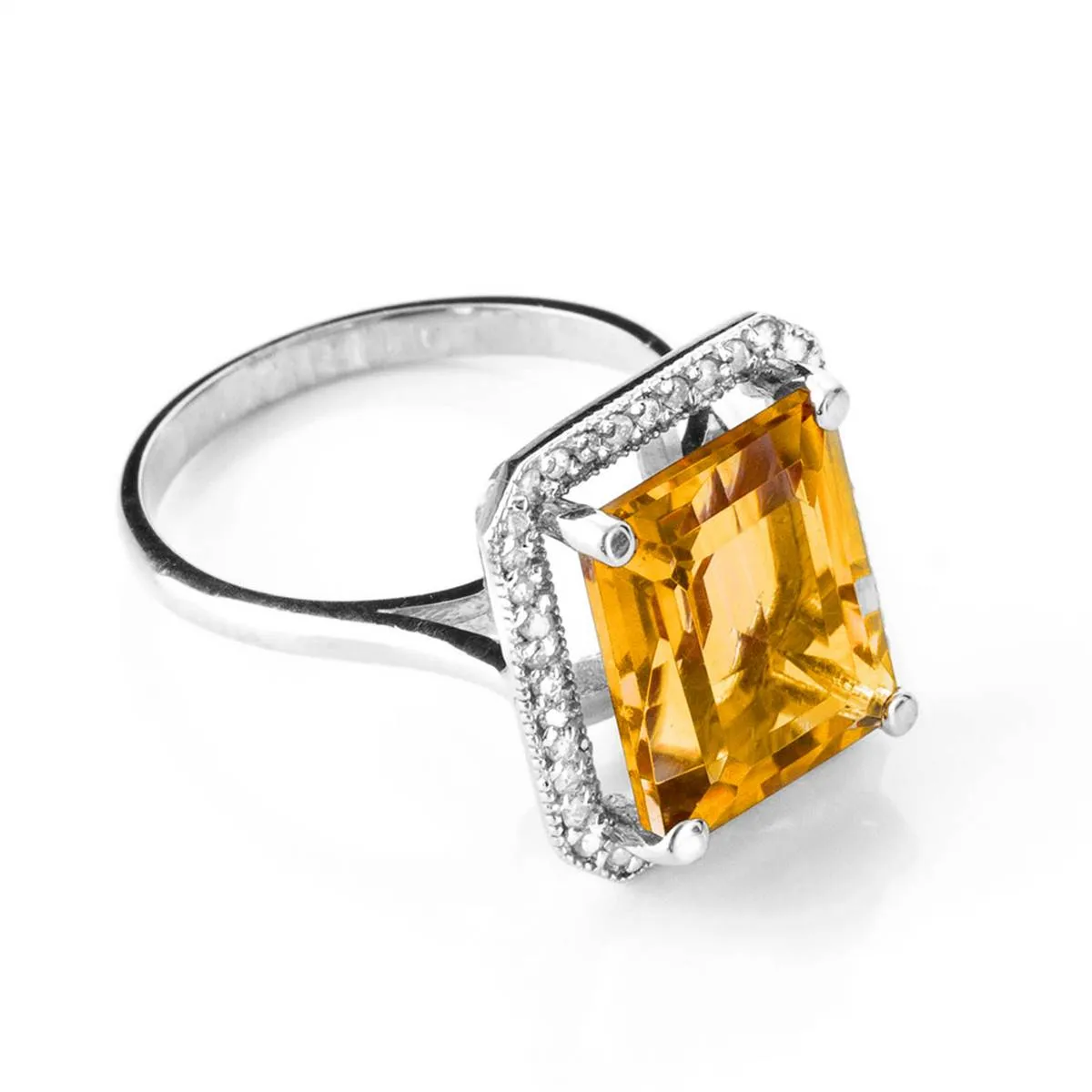 5.8 Carat 14K Solid White Gold Subject Matter Citrine Diamond Ring