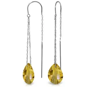 6 Carat 14K Solid White Gold Hear Me Out Citrine Earrings