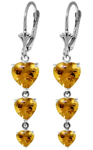 6 Carat 14K Solid Yellow Gold Heartthrob Citrine Earrings