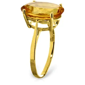 6 Carat 14K Solid Yellow Gold Ring Natural Oval Citrine