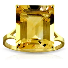 6.5 Carat 14K Solid Yellow Gold Ring Octagon Citrine