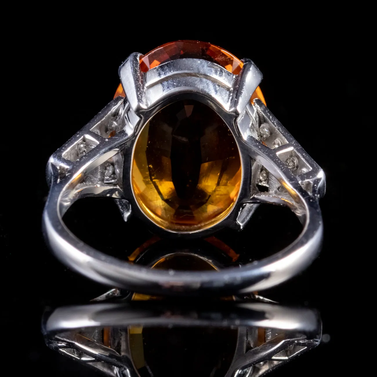 7Ct Citrine Diamond Ring 18Ct White Gold