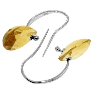 8 Carat 14K Solid White Gold Fish Hook Earrings Citrine