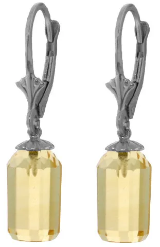 9 Carat 14K Solid Yellow Gold Leverback Earrings Bullet Cut Citrine