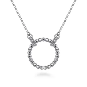 925 Sterling Silver Bujukan White Sapphire Open Circle Pendant Necklace