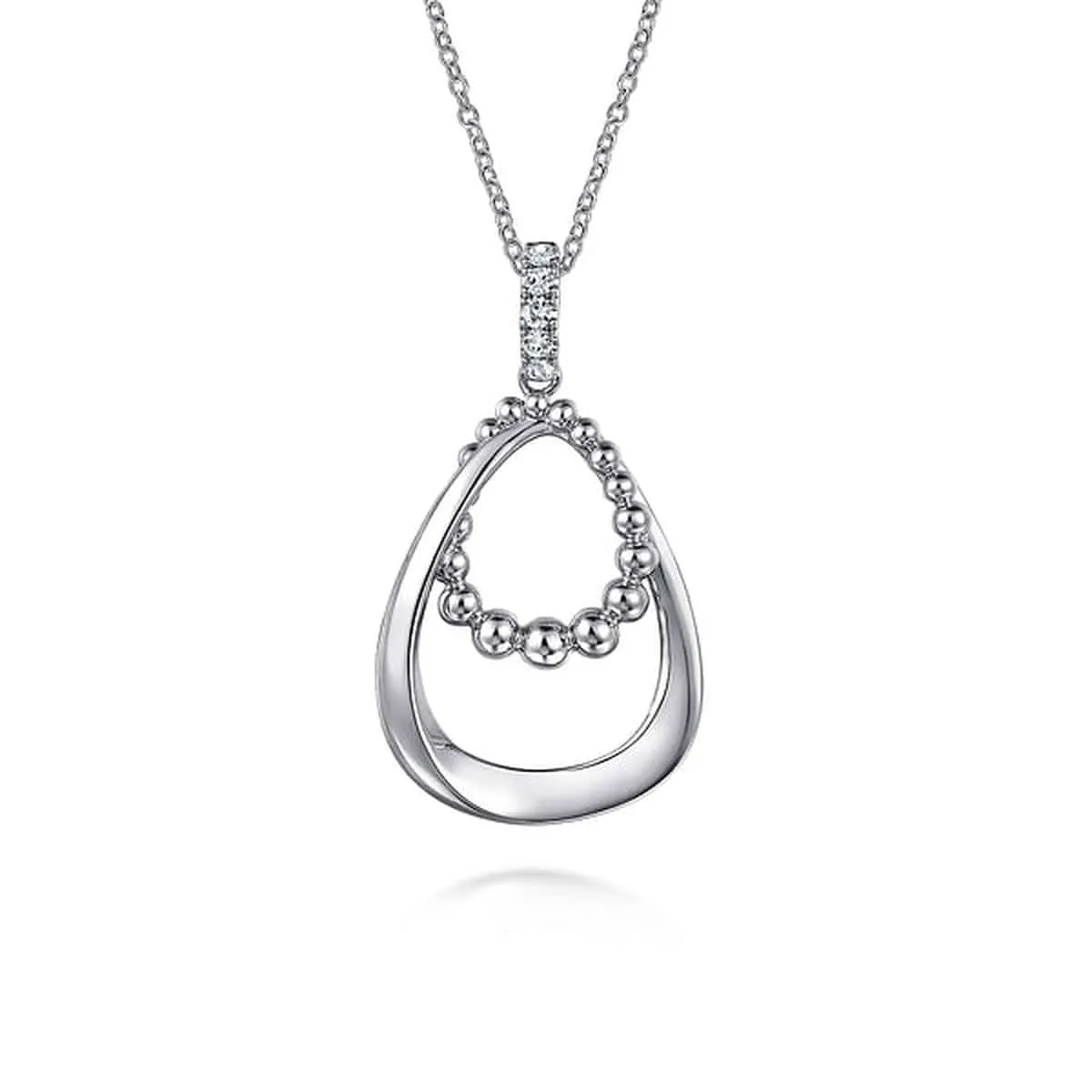 925 Sterling Silver White Sapphire Bujukan Pendant Drop Necklace