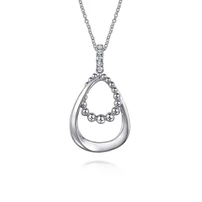 925 Sterling Silver White Sapphire Bujukan Pendant Drop Necklace