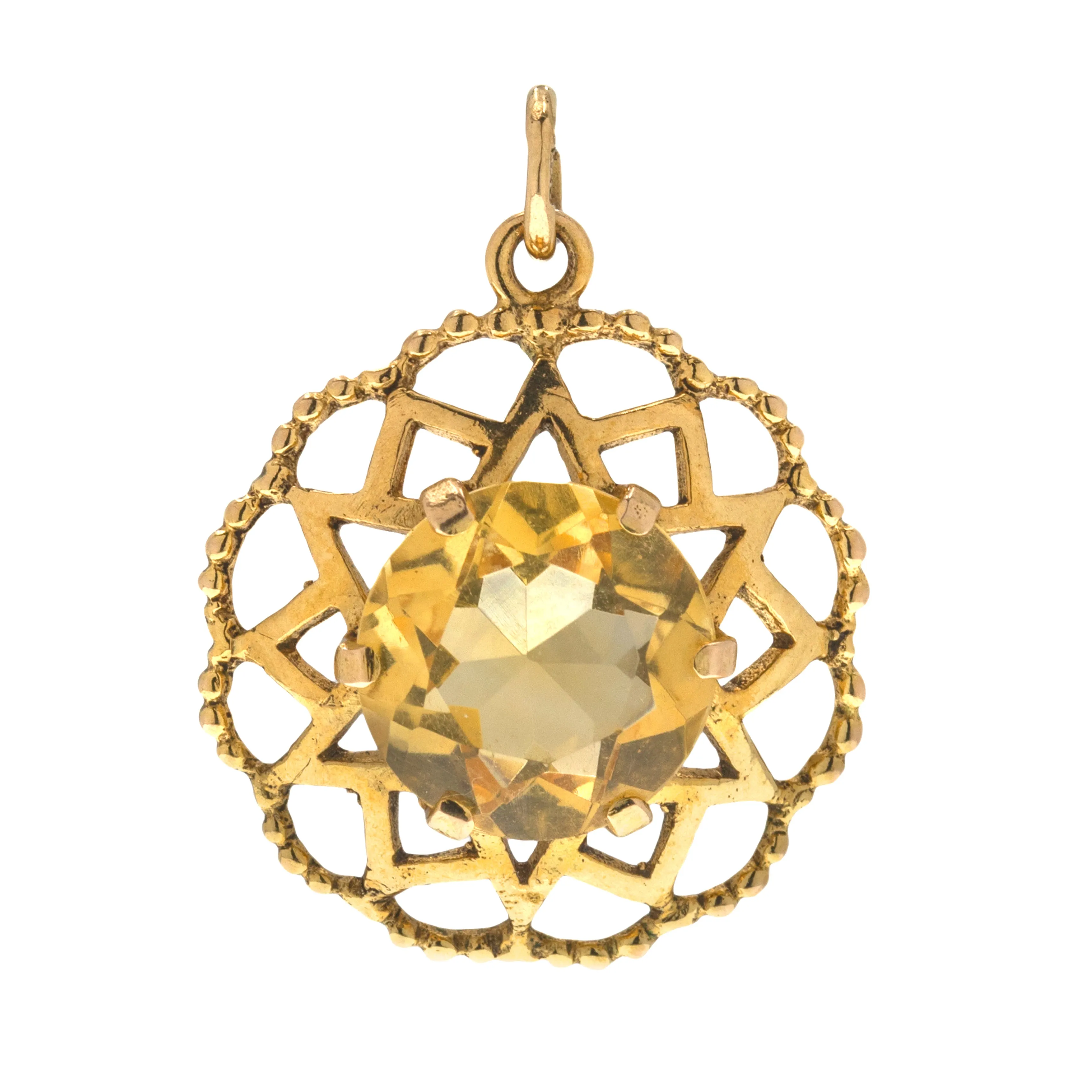 9ct Gold Citrine Openwork Pendant, 2.70ct