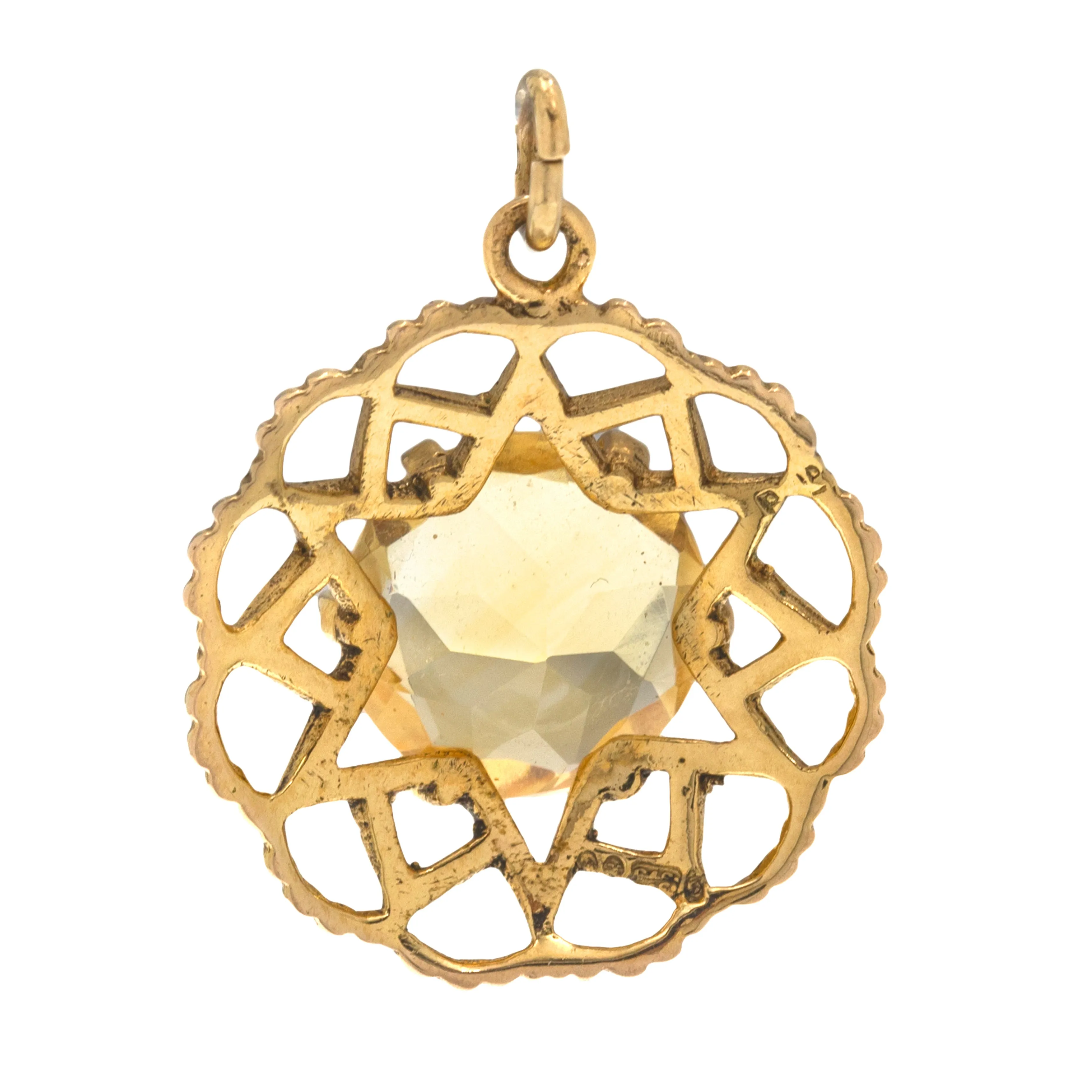 9ct Gold Citrine Openwork Pendant, 2.70ct