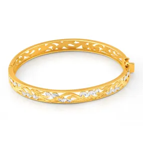 9ct Yellow Gold & White Gold Fancy Oval Bangle