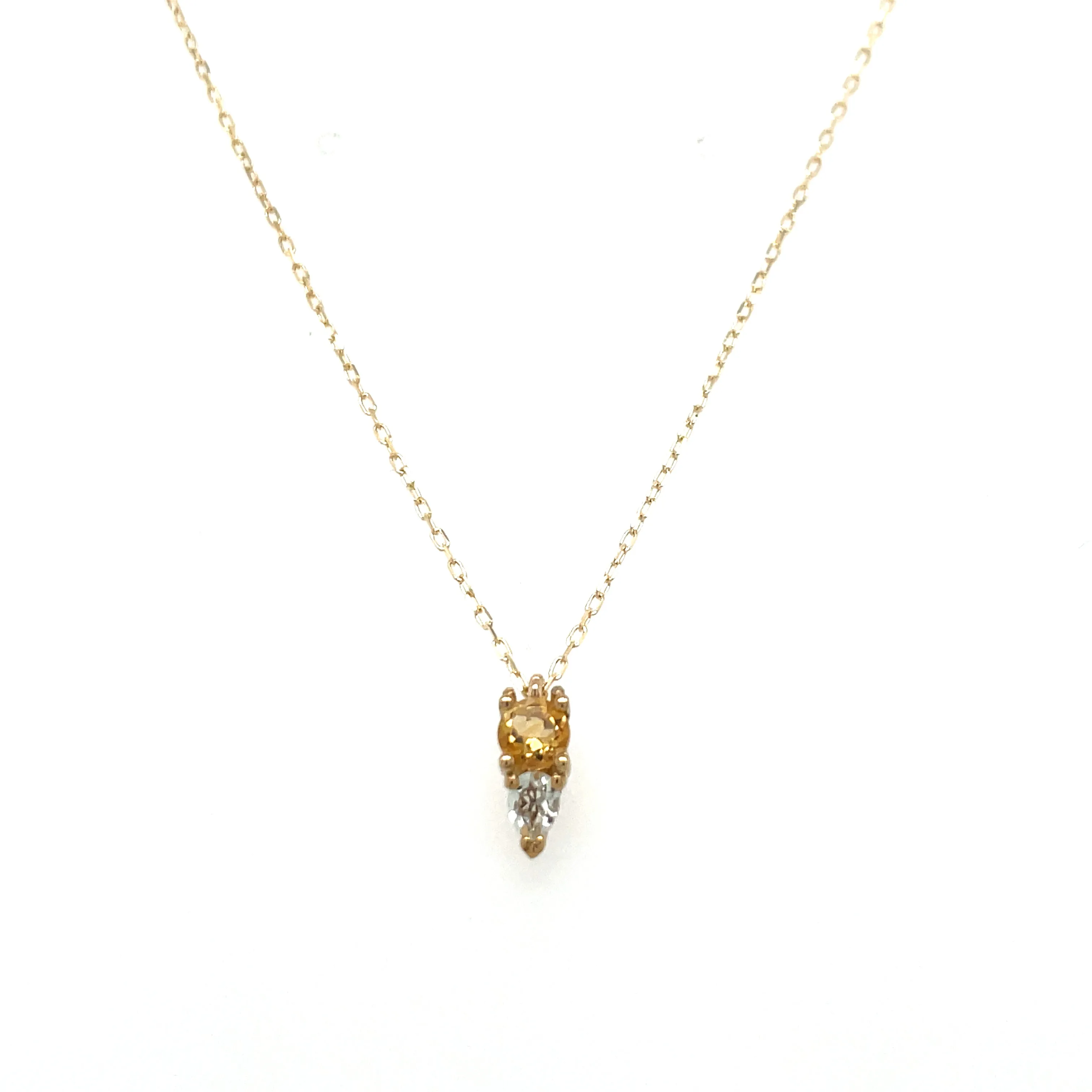 9ct Yellow Gold Citrine and Green Amethyst Pendant