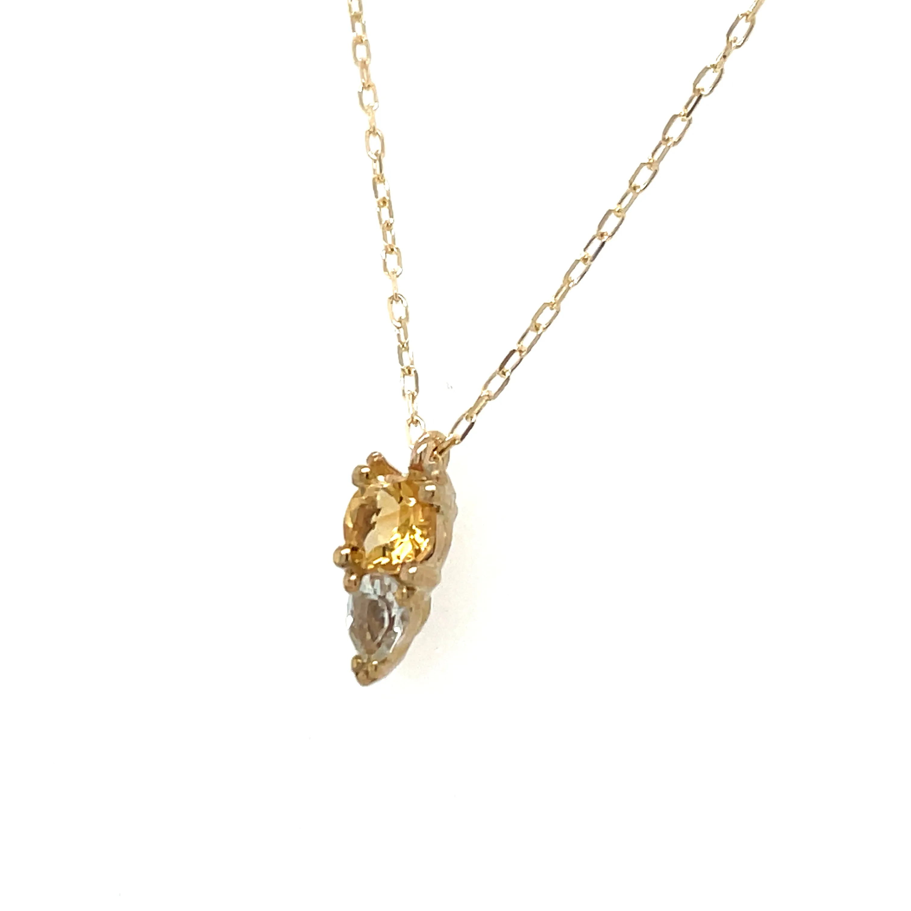 9ct Yellow Gold Citrine and Green Amethyst Pendant