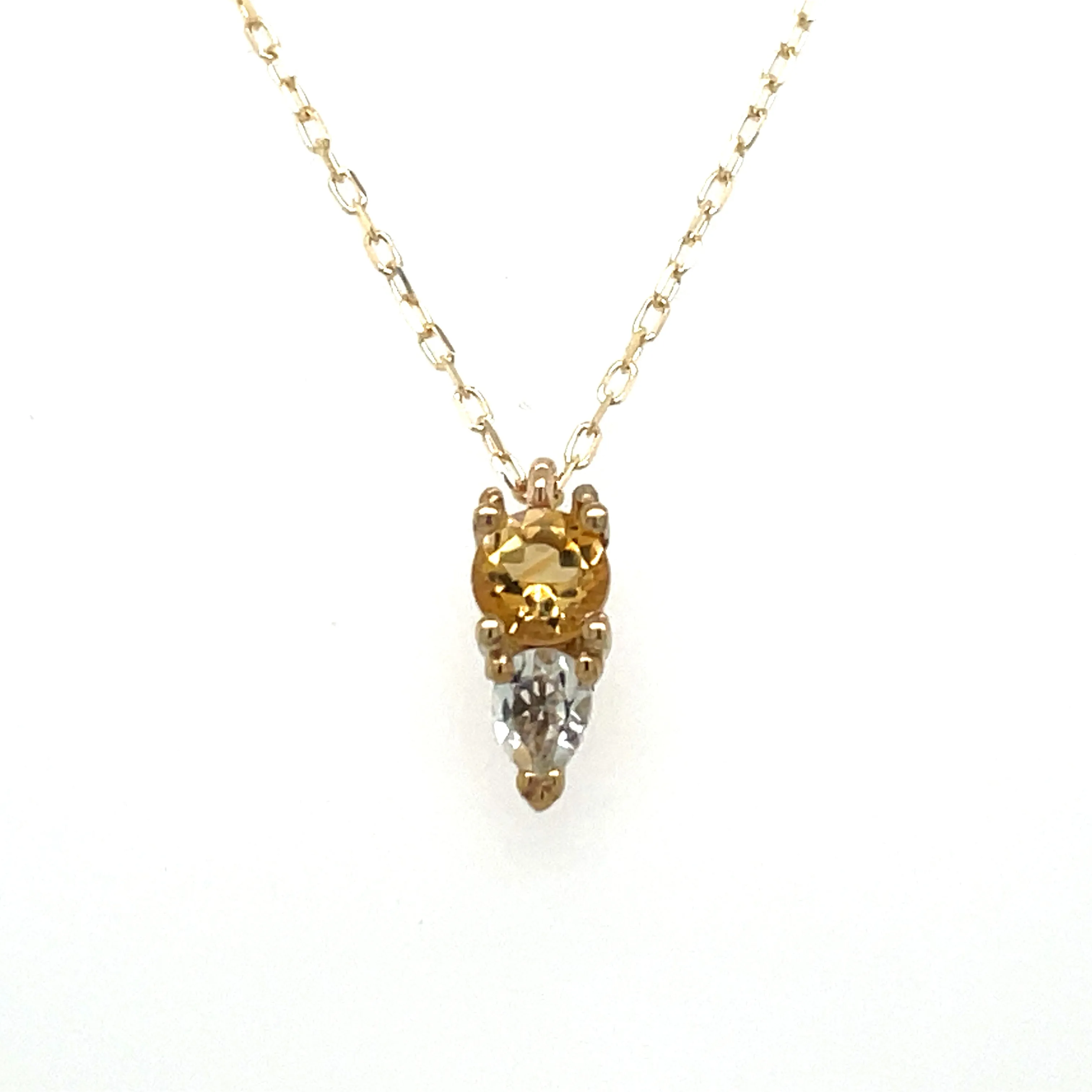 9ct Yellow Gold Citrine and Green Amethyst Pendant