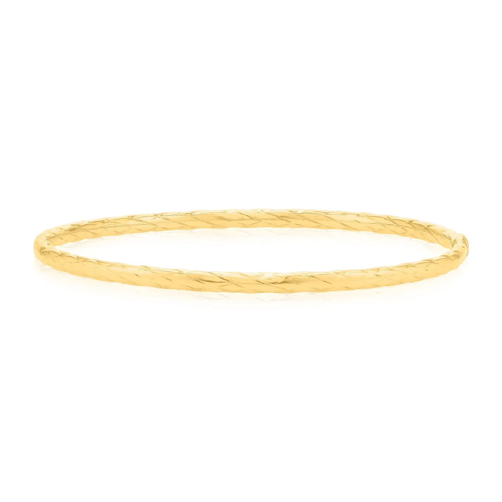 9ct Yellow Gold Silver Filled Patterned Diamond Bangle