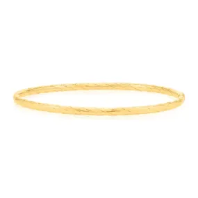 9ct Yellow Gold Silver Filled Patterned Diamond Bangle