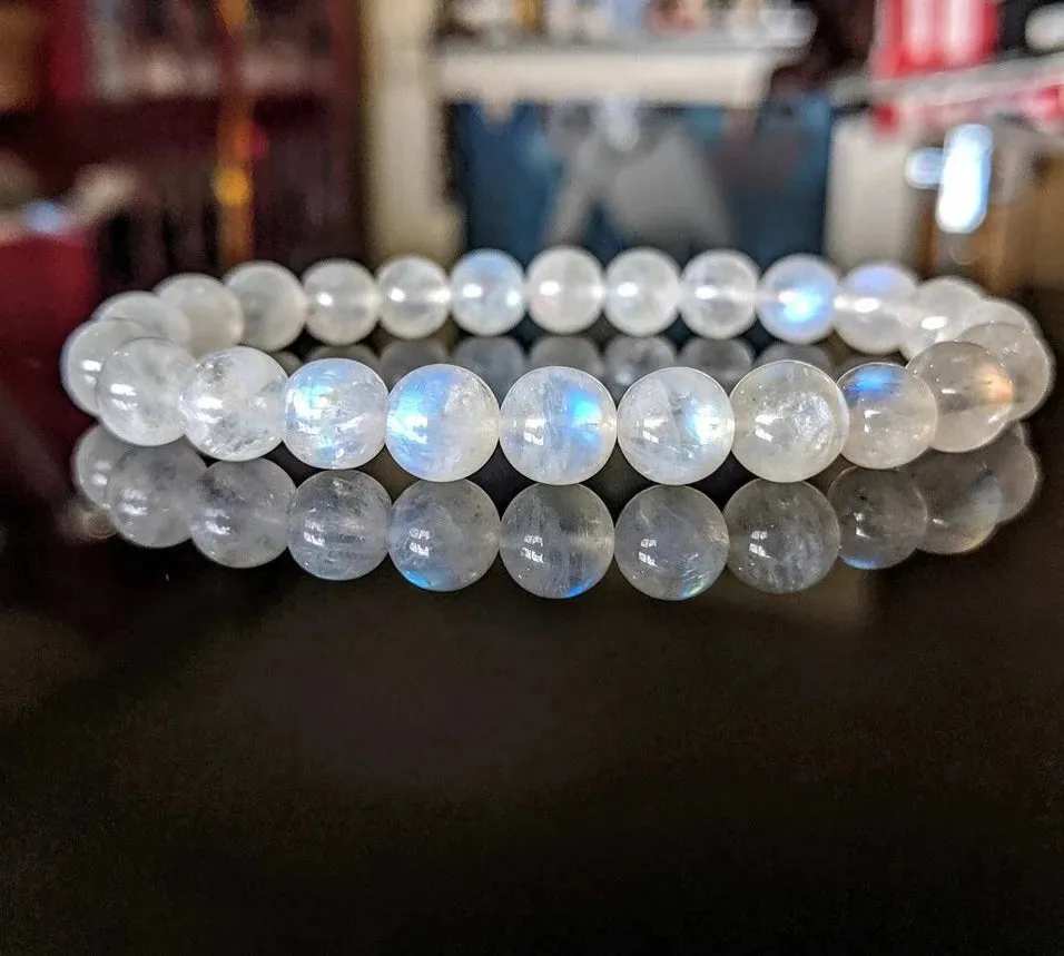 AAA Grade 7 MM Rainbow Moonstone Bead Bracelet