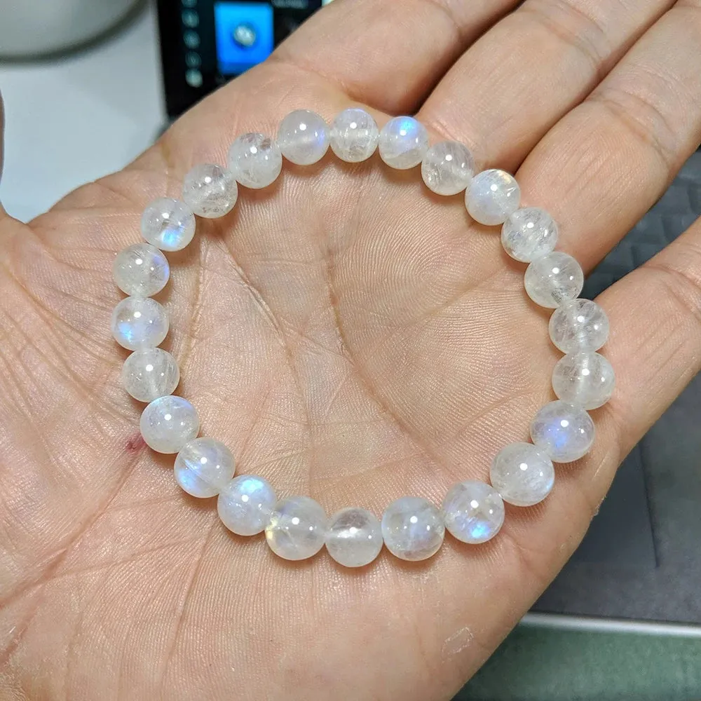 AAA Grade 7 MM Rainbow Moonstone Bead Bracelet