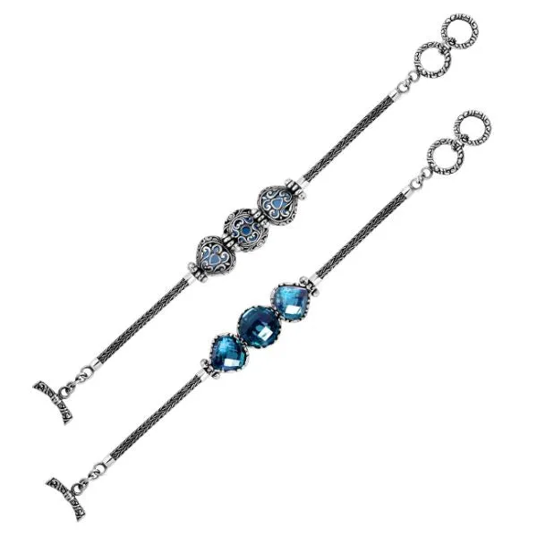 AB-6148-LBT Sterling Silver Bracelet With London Blue Topaz Q.