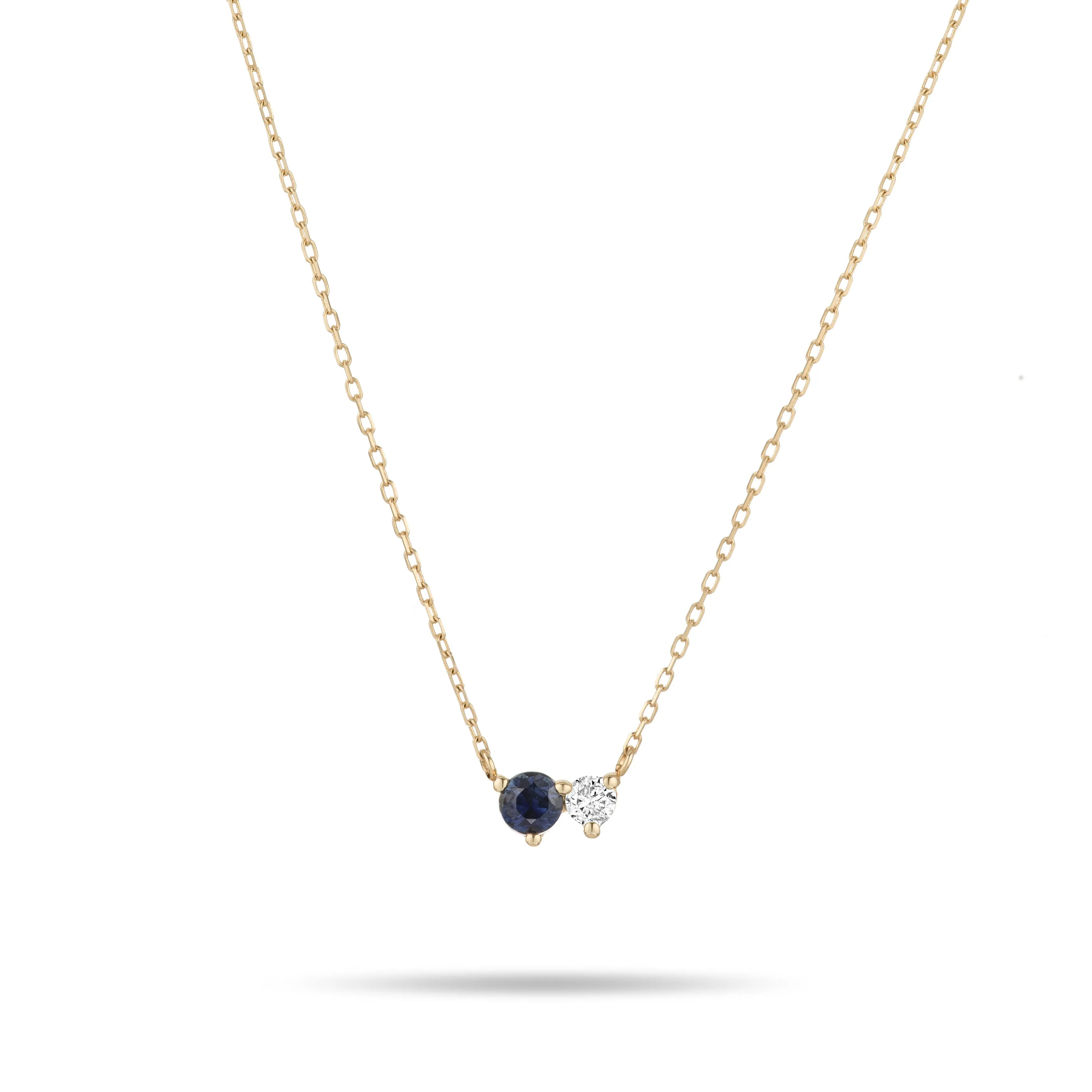 Adina - Diana Sapphire   Diamond 2 Amigos Necklace in Y14k