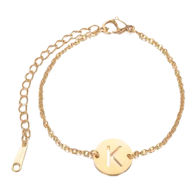 Alphabet Bracelet Gold Plated - Letter K